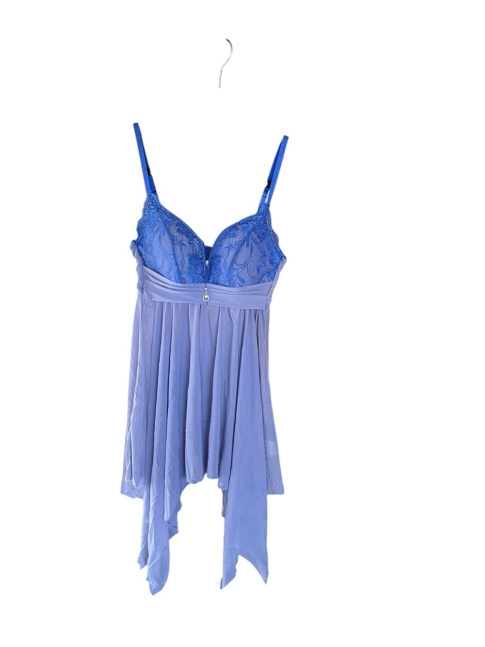 Blue Lace Babydoll Chemise with Asymmetrical Hem